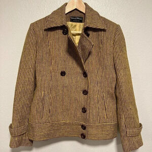 Vintage Gino di Milano 70s Style Striped Bomber Peacoat in Yellow Estimated XS